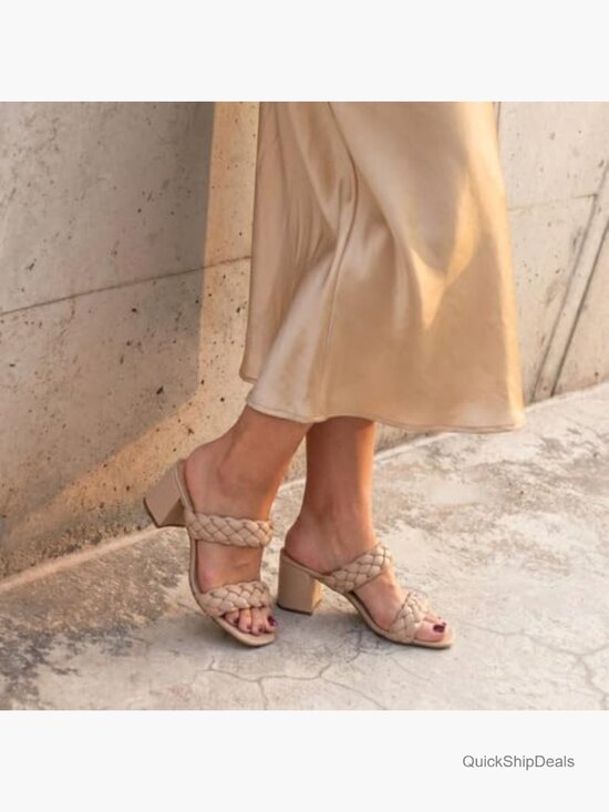 Braided Vegan Leather Heel Sandal with Memory Foam Insole main image 5